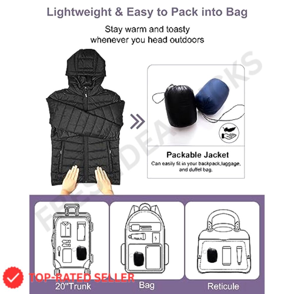 Lightweight Puffer Jacket Packable Winter Warm Qu… - image 4